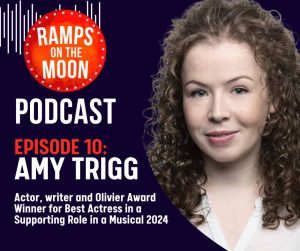 A photo of Amy Trigg is on the right hand side - her head and shoulders. On the left is text for the podcast
