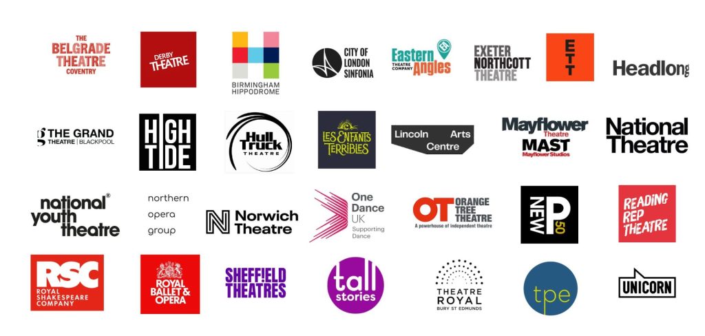29 logos from theatre organisations around the UK