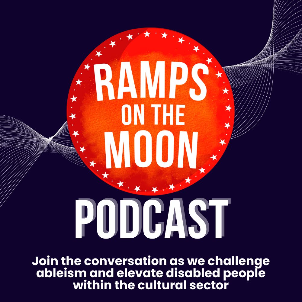 Ramps on the Moon Podcast Artwork. Dark blue sqaure with a white sound wave drifting from left to right