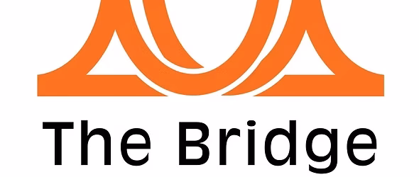 An orange bridge as a logo graphic